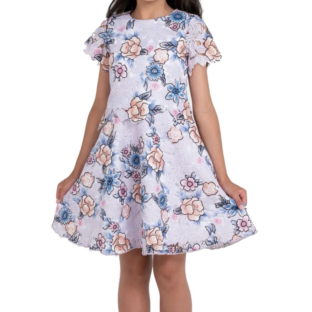 Girls Formal Floral Lace Dress
